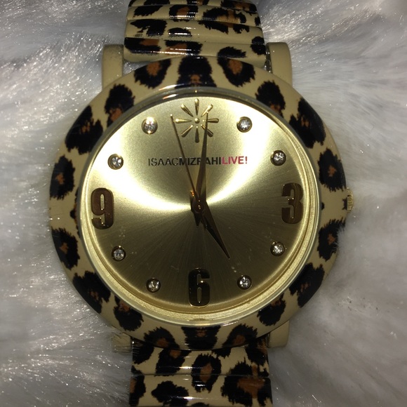 ISAAC MIZRAHI LEOPARD PRINT SHINY ENAMEL WATCH - Picture 5 of 8